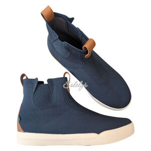 Vessi Weekend Chelsea Mens 11 Blue Sea Off White Waterproof Knit Dyma-Tex Boot